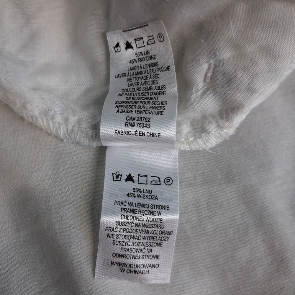 C&C California Tropical‎ Floral Linen Blend Shorts High Waist Tie Belt White 10 - Picture 11 of 12